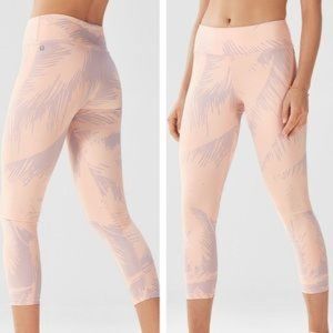 Fabletics L Pink Mid-Rise PowerHold Capri Leggings